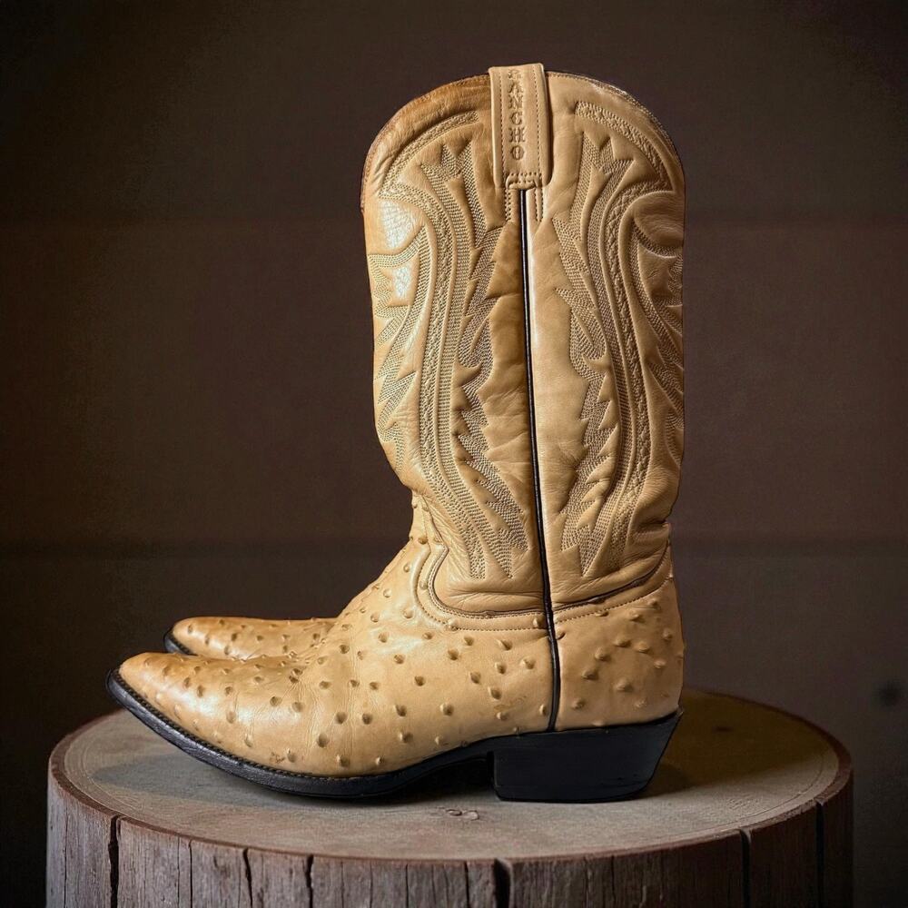 Tan Ostrich Leather Cowboy Boots